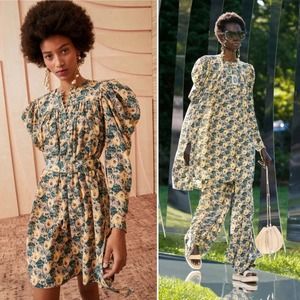 NWT Ulla Johnson Silk Mini Dress Floral Belted Tunic long sleeve SZ 8